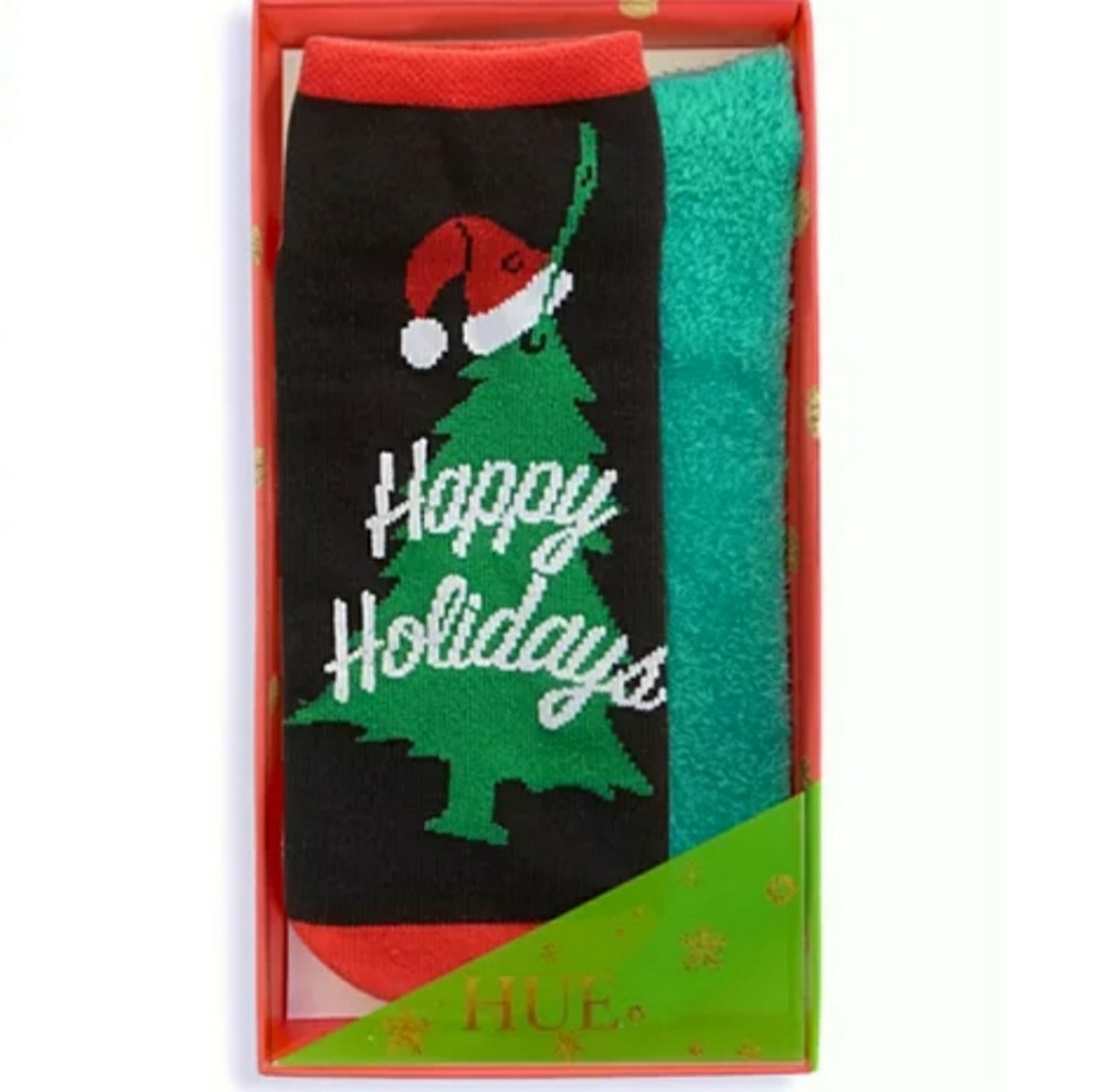 🎄NWT Hue 2-pack Christmas Tree Plush Socks